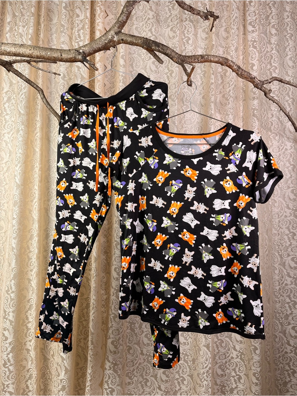 Halloween Paw Print Pajama Set